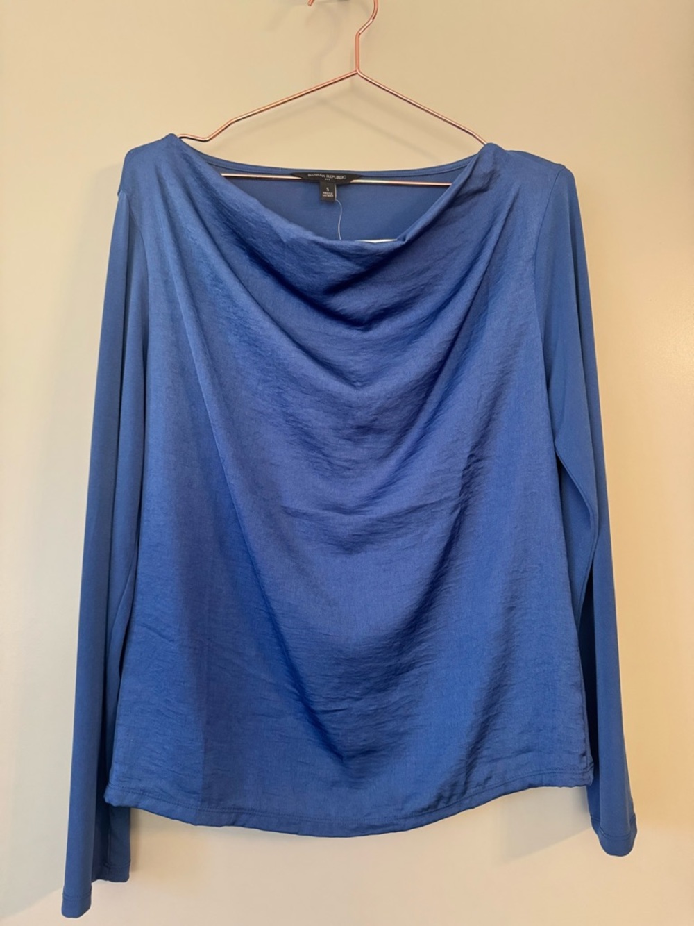 Banana Republic Blue Drape-Neck Long Sleeve Top